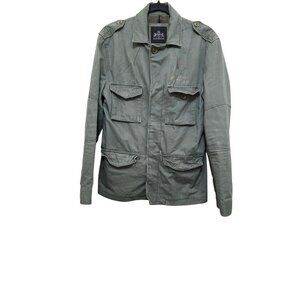 Express Men's Green Military-Style Jacket Multiple Pockets Cotton Size S